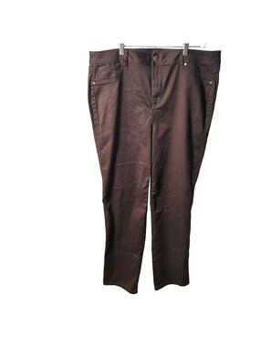 Avenue Denim Straight Leg Pants 18T Tall Womens Brown Cotton & Spandex Blend